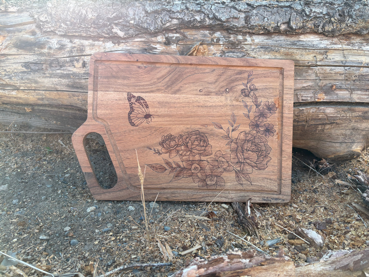 Floral Acacia Wood Board