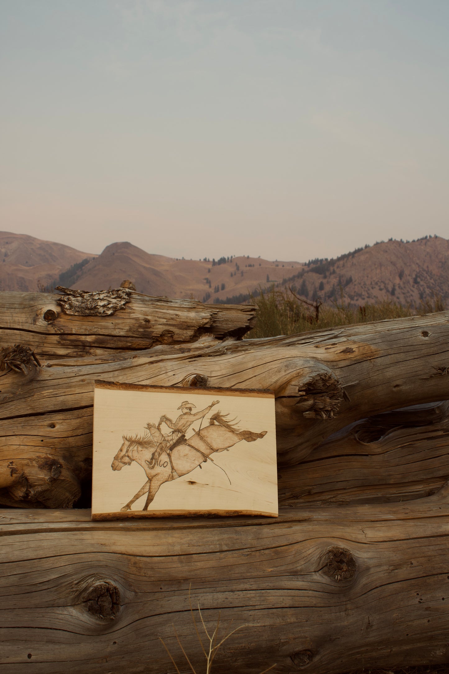 Bronc Rider Pyrography Piece