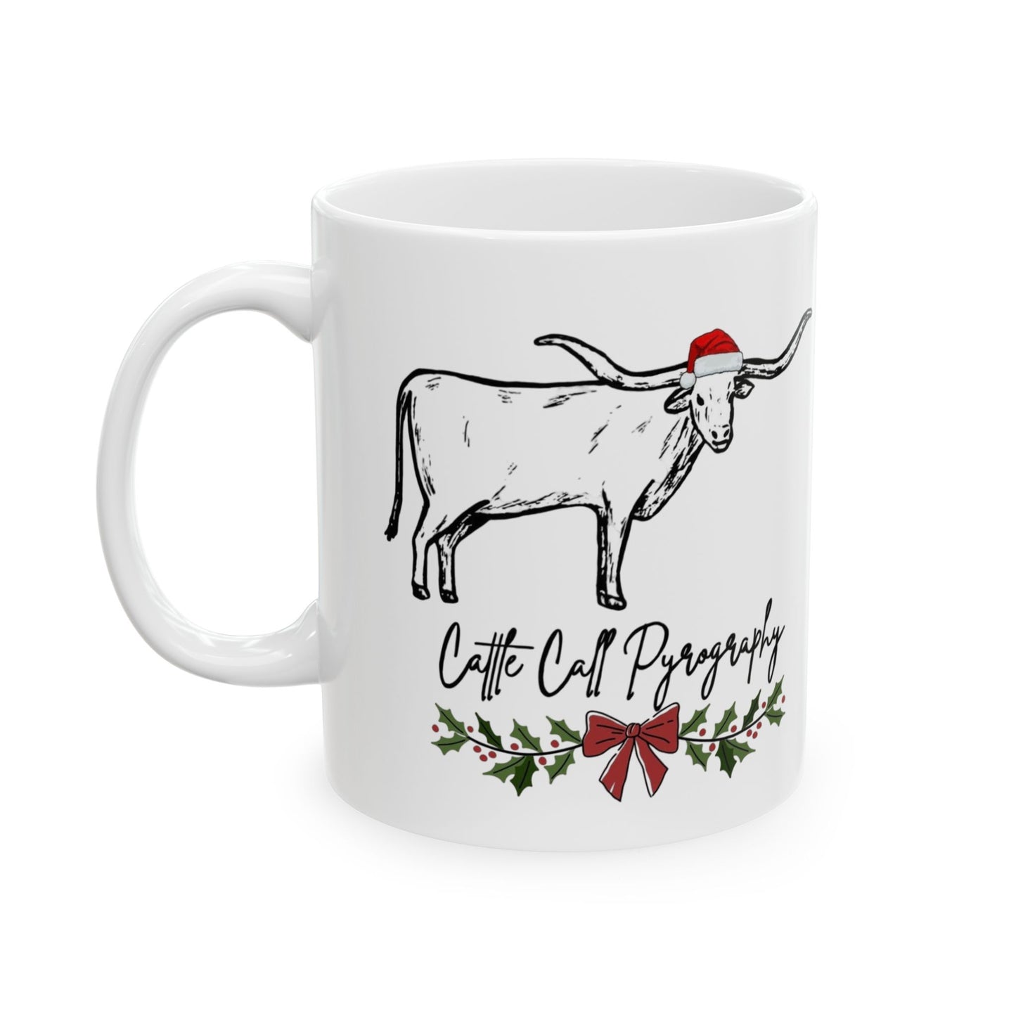 Cow Christmas Mug – 'Cattle Christmas' Holiday Ceramic Coffee Cup (11oz & 15oz)