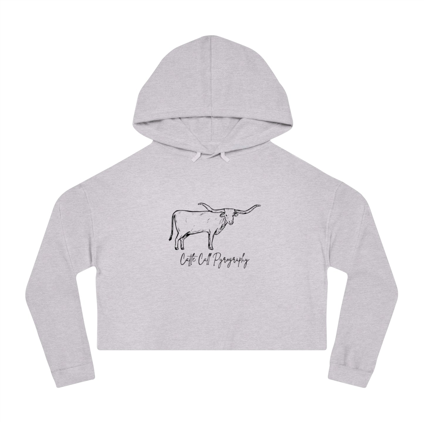 Cropped Hoodie Cattle Call Pyrography Logo Women's