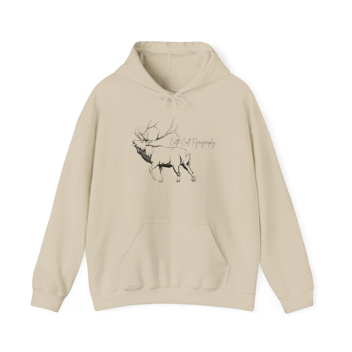 Original Elk Art Unisex Hooded Sweatshirt | Wildlife Hoodie | Cattle Call Pyrography
