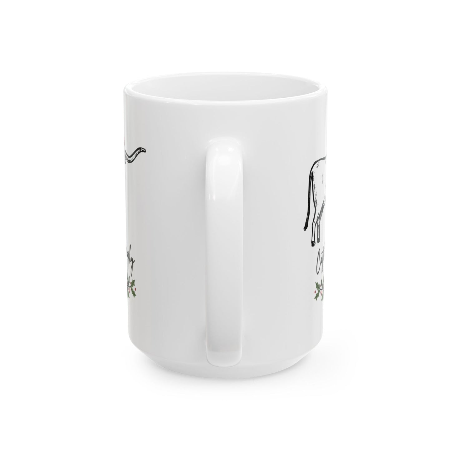 Cow Christmas Mug – 'Cattle Christmas' Holiday Ceramic Coffee Cup (11oz & 15oz)