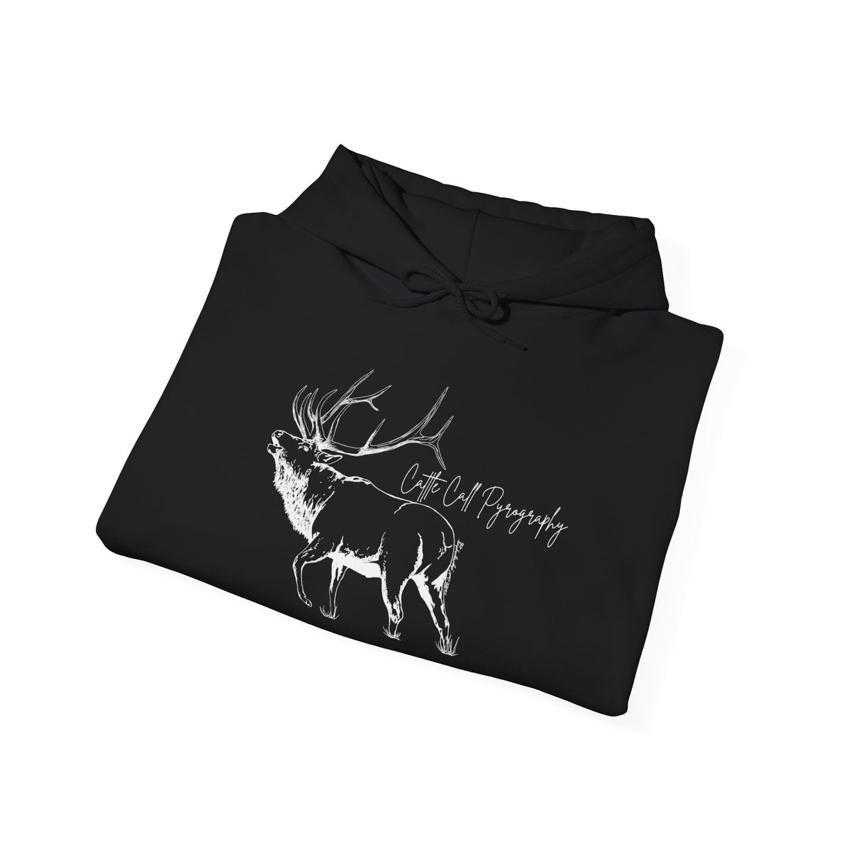 Original Elk Art Unisex Hooded Sweatshirt | Wildlife Hoodie | Cattle Call Pyrography