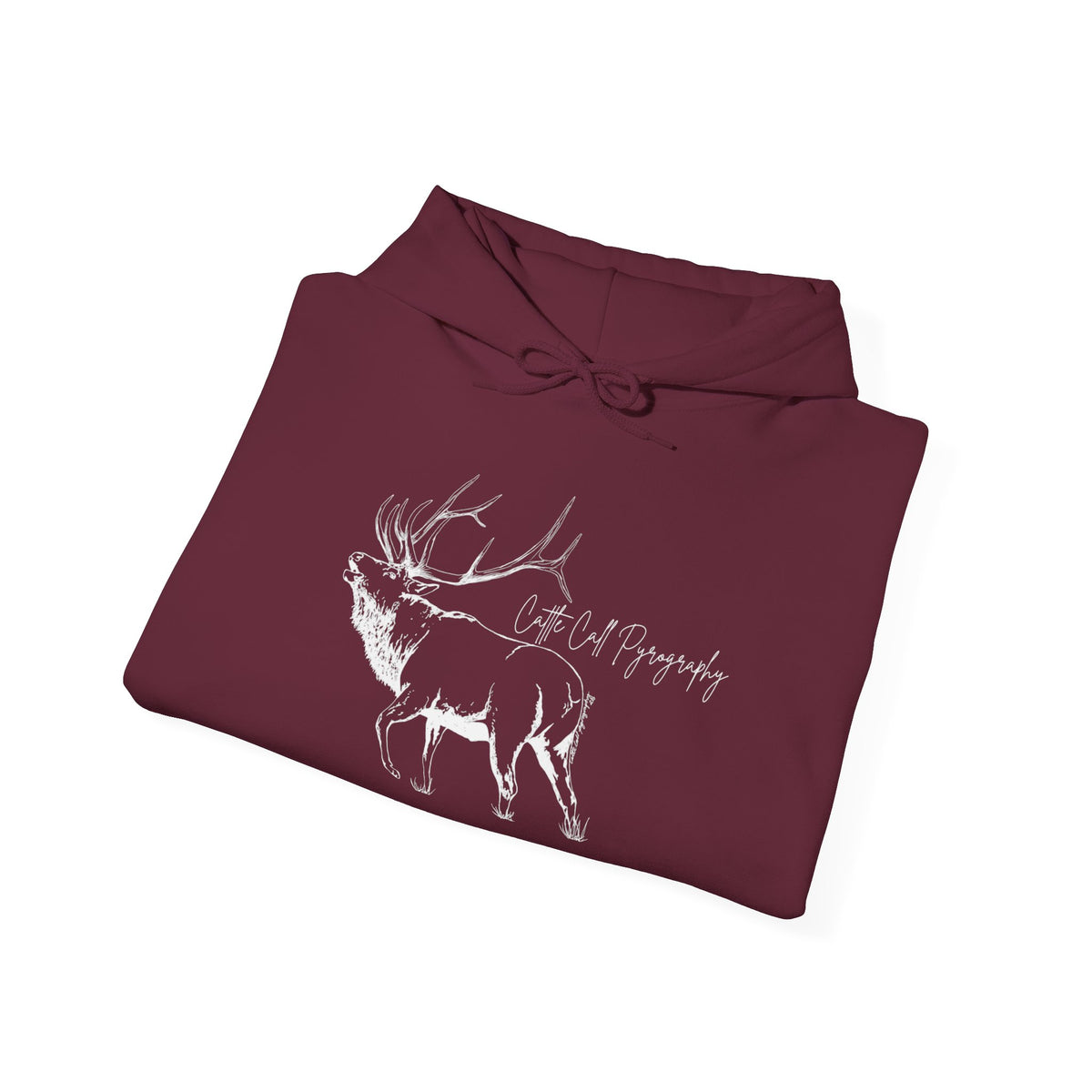 Original Elk Art Unisex Hooded Sweatshirt | Wildlife Hoodie | Cattle Call Pyrography