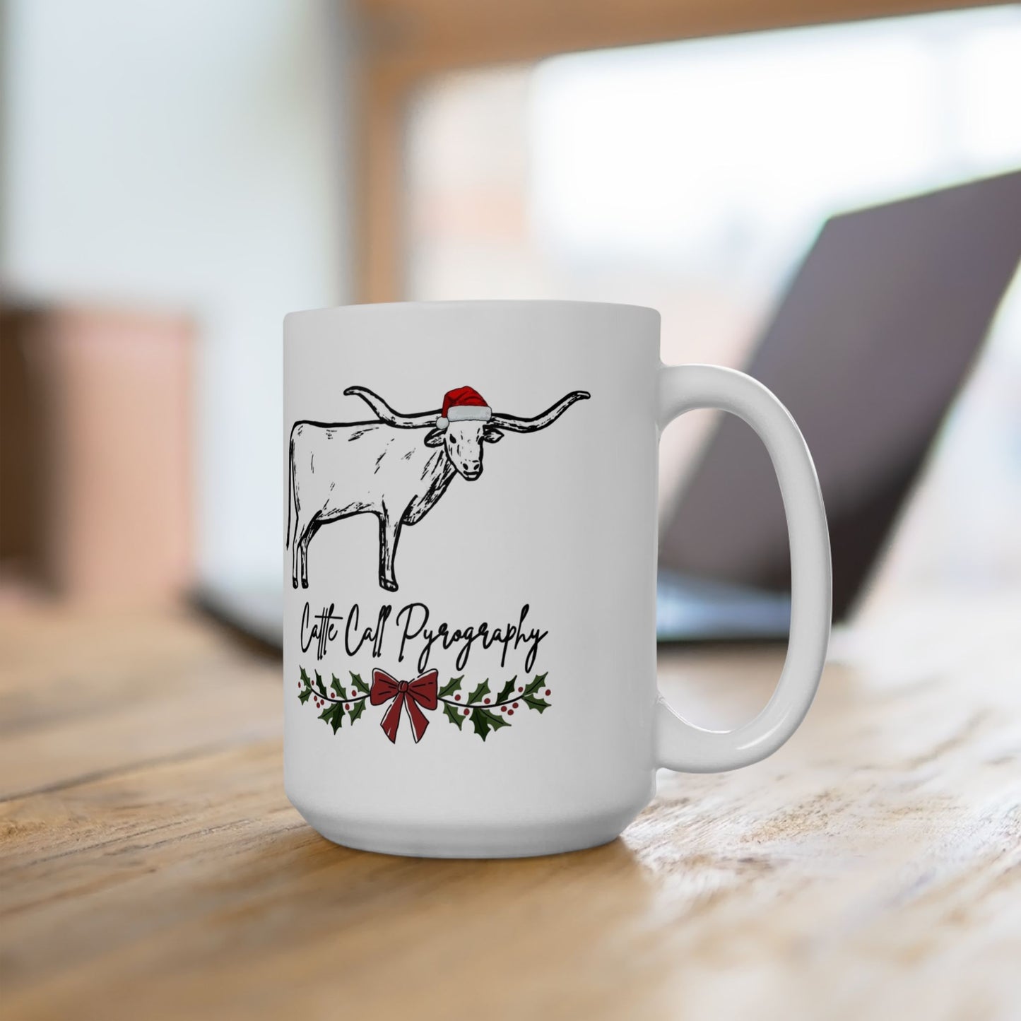 Cow Christmas Mug – 'Cattle Christmas' Holiday Ceramic Coffee Cup (11oz & 15oz)