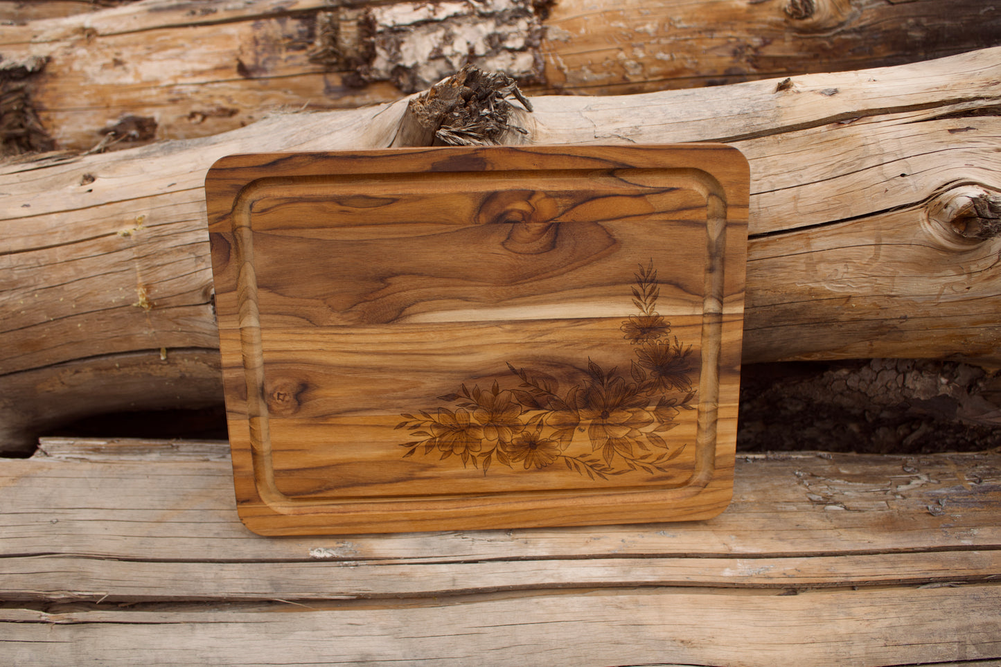 Small Floral Wood Burned Cutting Board