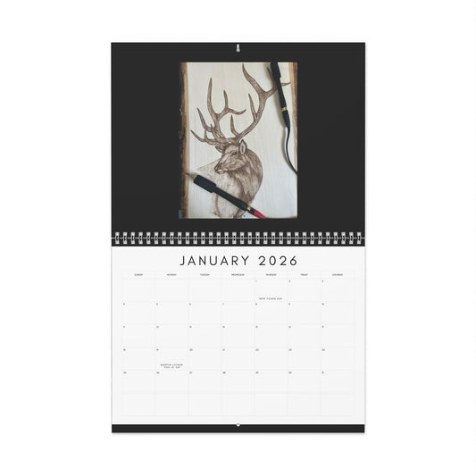 Wildlife Pyrography 2026 Wall Calendar