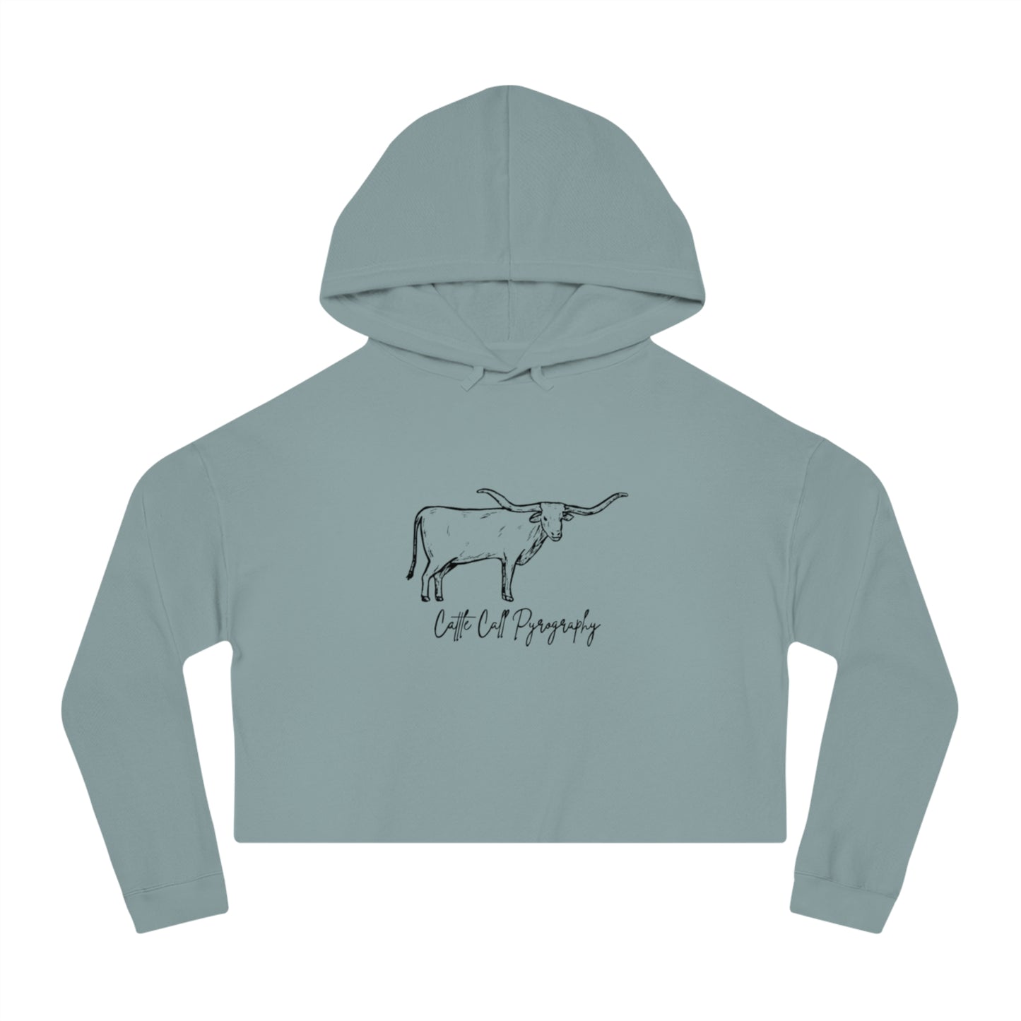 Cropped Hoodie Cattle Call Pyrography Logo Women's