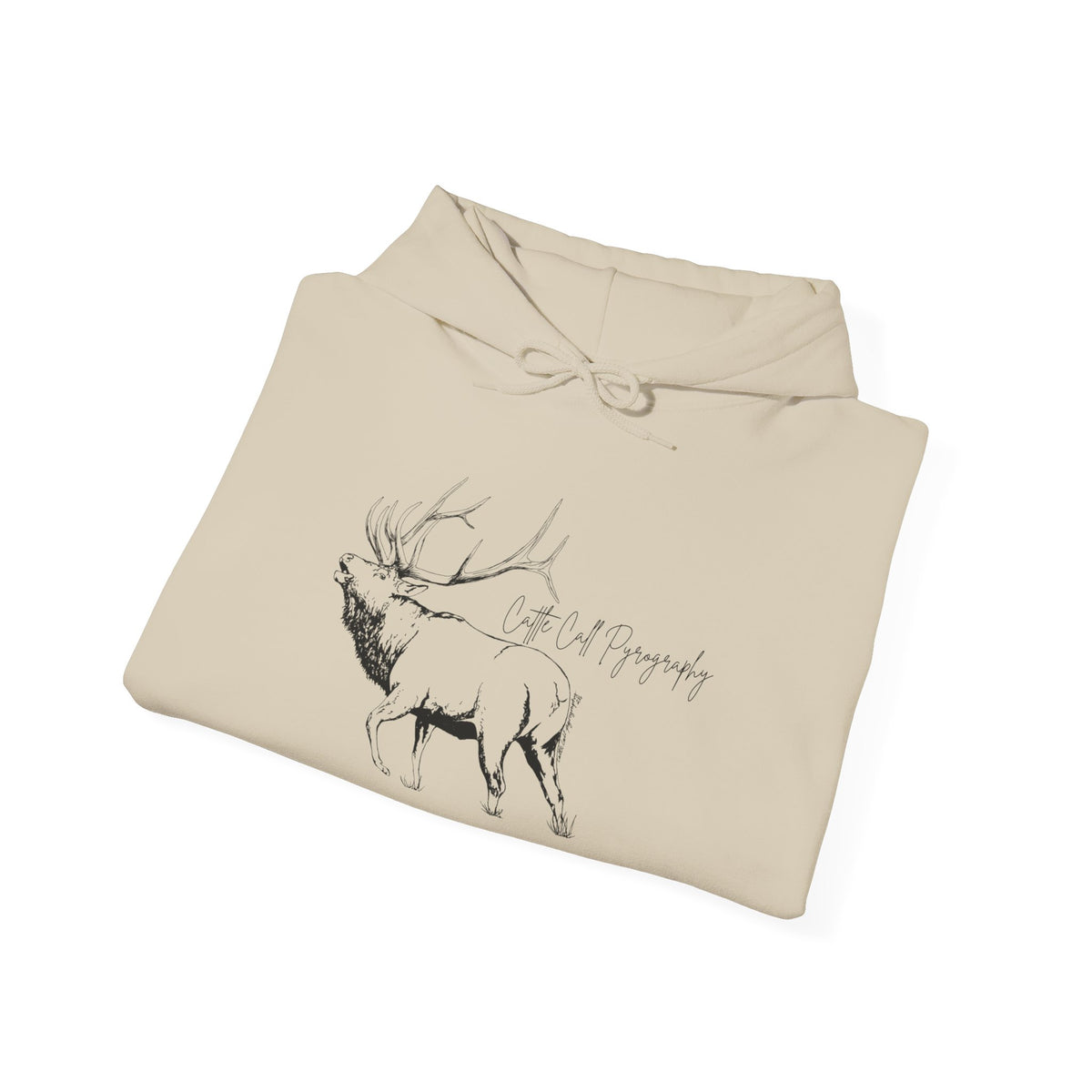 Original Elk Art Unisex Hooded Sweatshirt | Wildlife Hoodie | Cattle Call Pyrography
