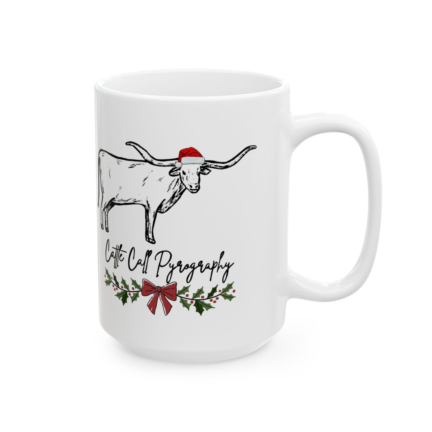 Cow Christmas Mug – 'Cattle Christmas' Holiday Ceramic Coffee Cup (11oz & 15oz)