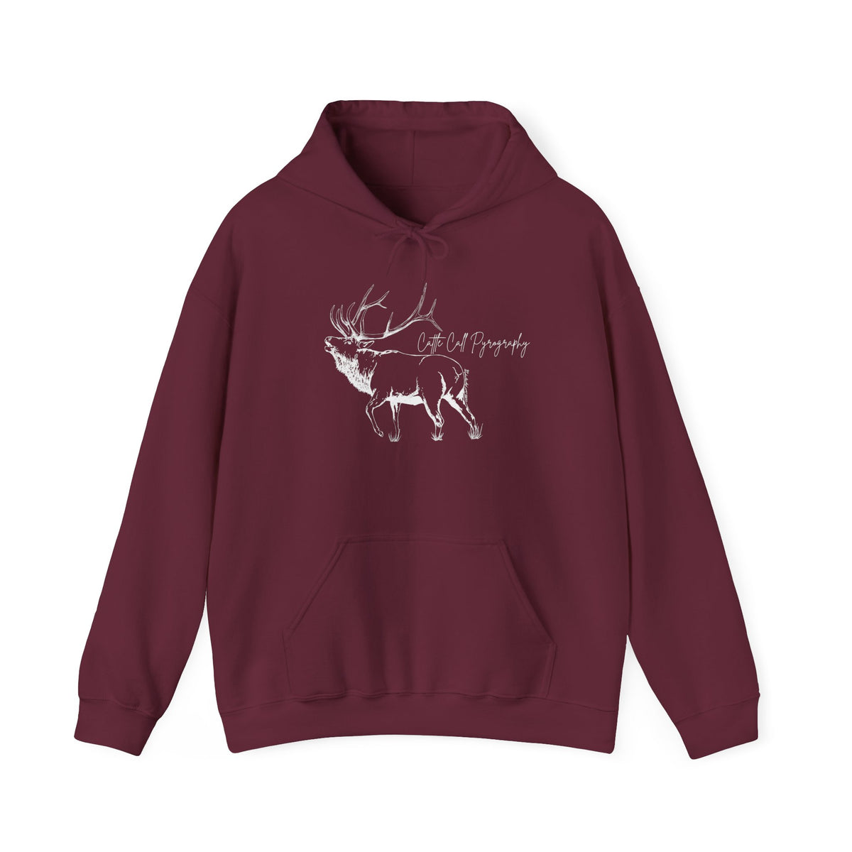 Original Elk Art Unisex Hooded Sweatshirt | Wildlife Hoodie | Cattle Call Pyrography
