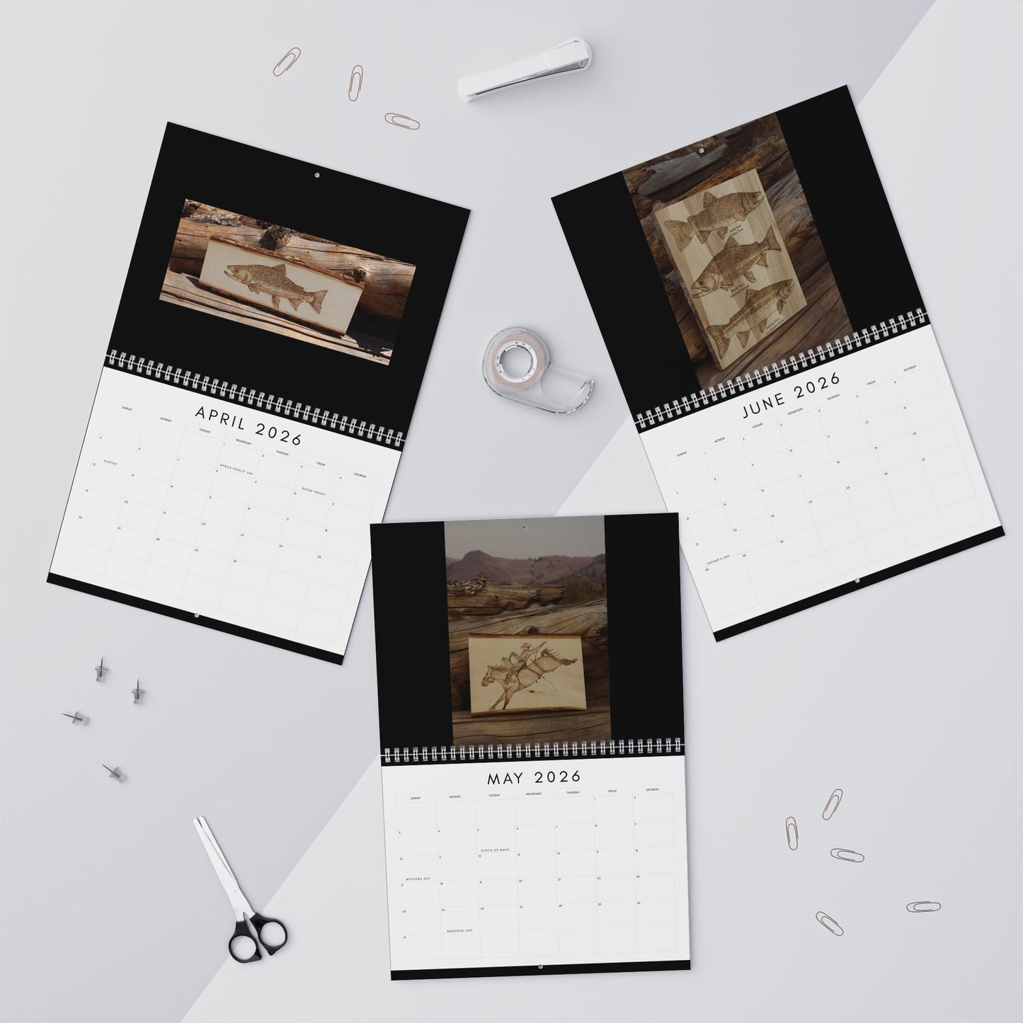 Wildlife Pyrography 2026 Wall Calendar