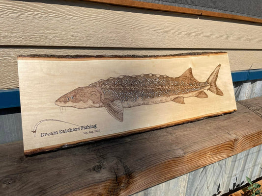 Sturgeon Side Profile on Basswood Slab