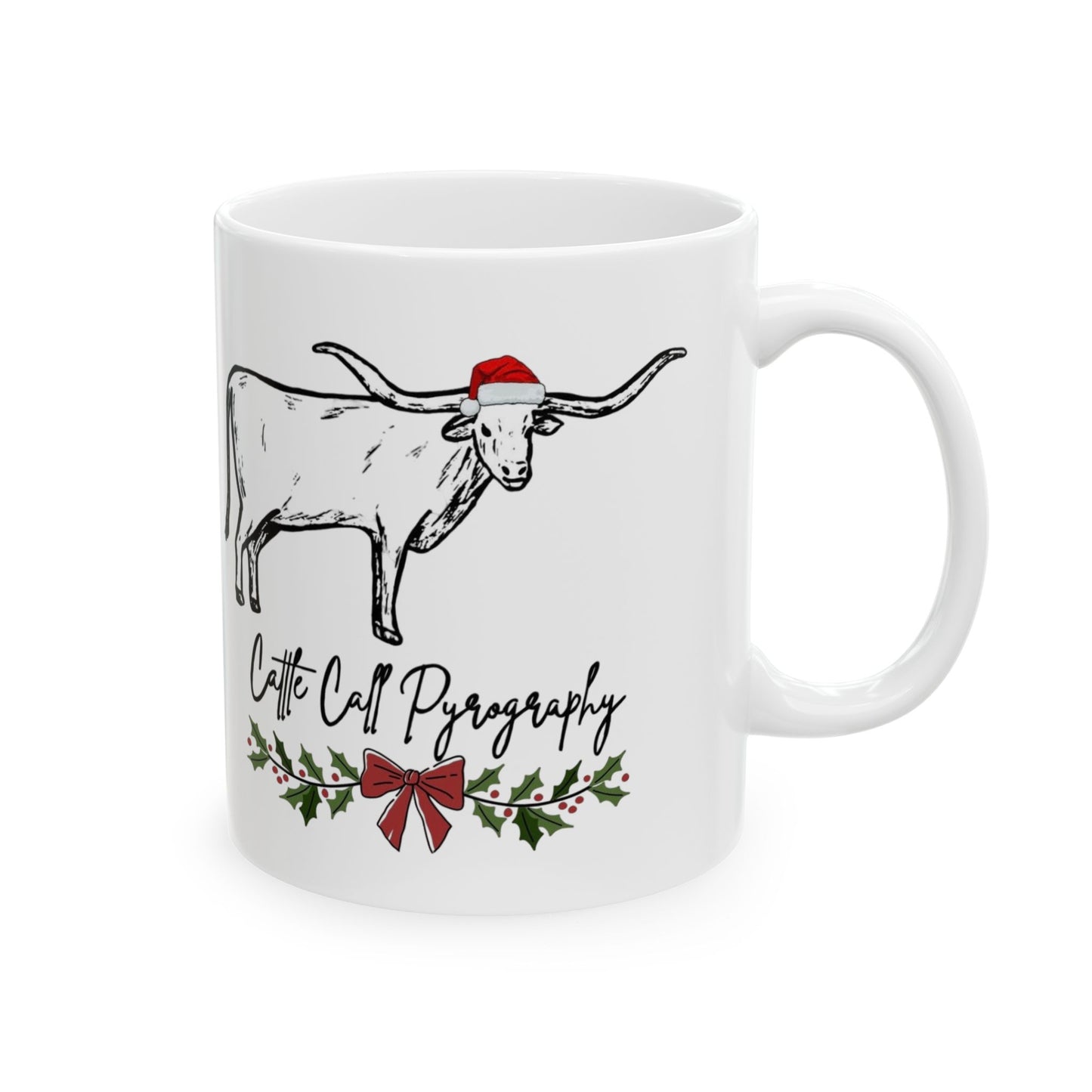 Cow Christmas Mug – 'Cattle Christmas' Holiday Ceramic Coffee Cup (11oz & 15oz)