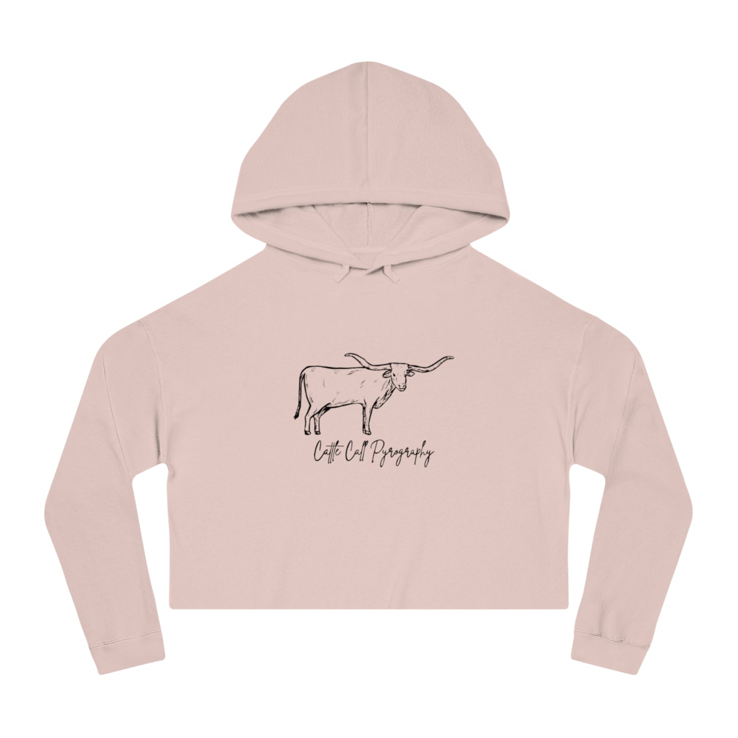Cropped Hoodie Cattle Call Pyrography Logo Women's