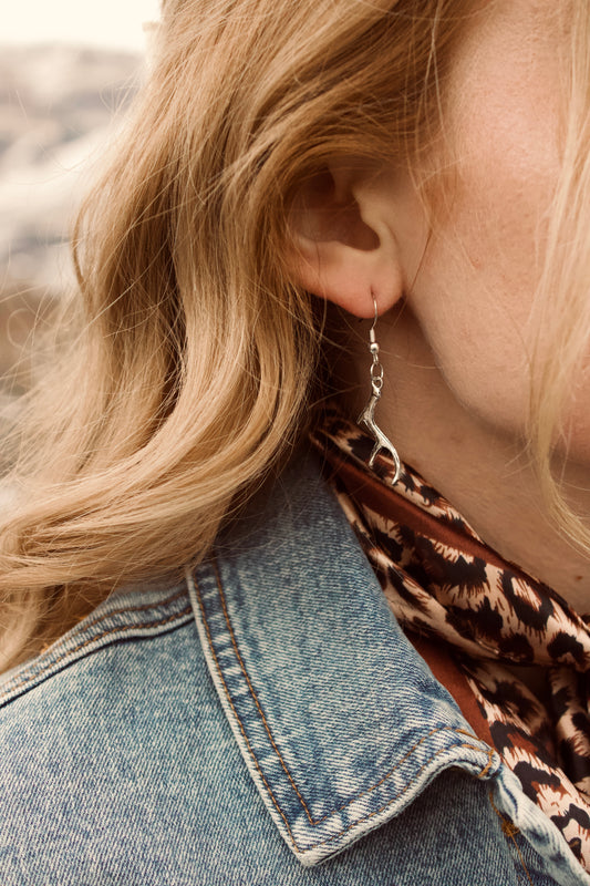 Silver Elk Antler Earrings
