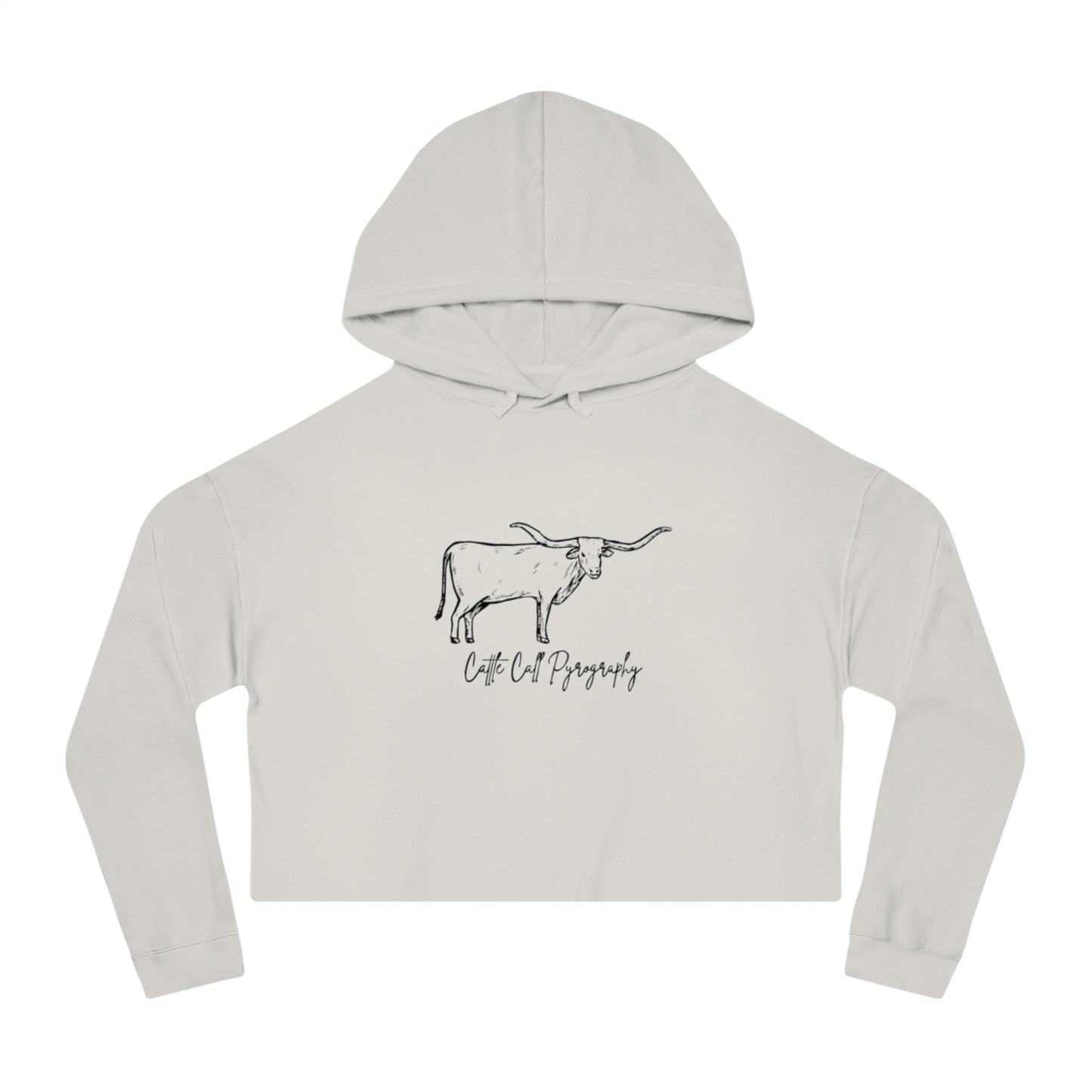 Cropped Hoodie Cattle Call Pyrography Logo Women's