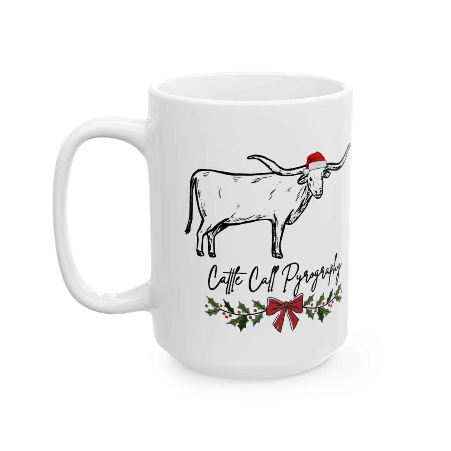 Cow Christmas Mug – 'Cattle Christmas' Holiday Ceramic Coffee Cup (11oz & 15oz)