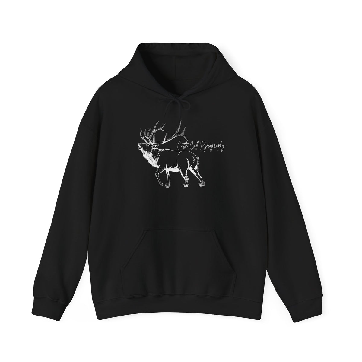 Original Elk Art Unisex Hooded Sweatshirt | Wildlife Hoodie | Cattle Call Pyrography