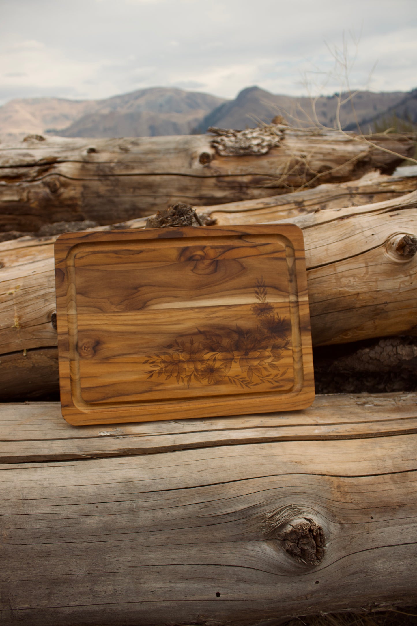 Small Floral Wood Burned Cutting Board