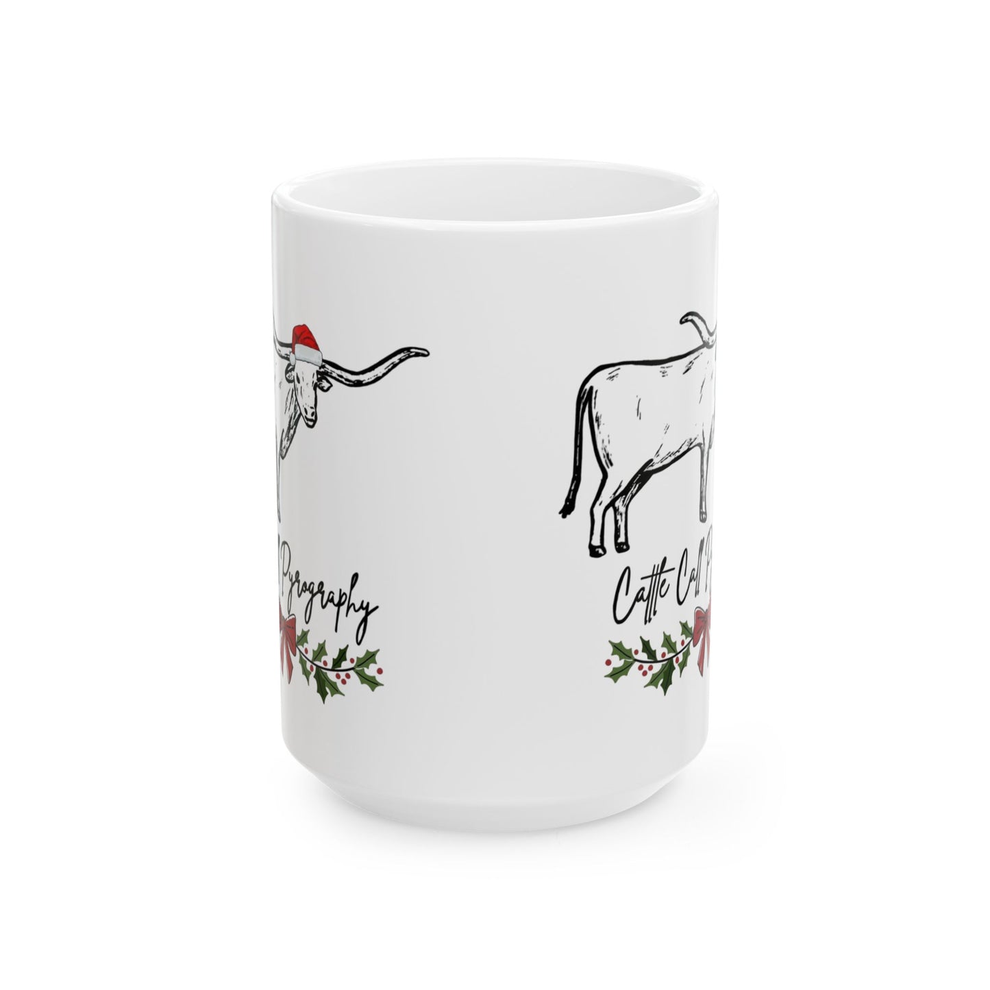 Cow Christmas Mug – 'Cattle Christmas' Holiday Ceramic Coffee Cup (11oz & 15oz)