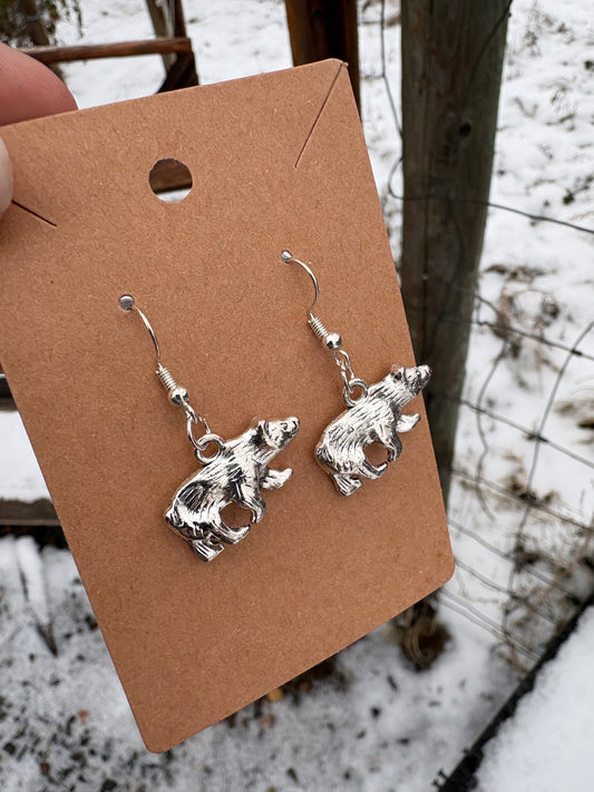 Silver Bear Earrings