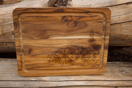 Small Floral Wood Burned Cutting Board
