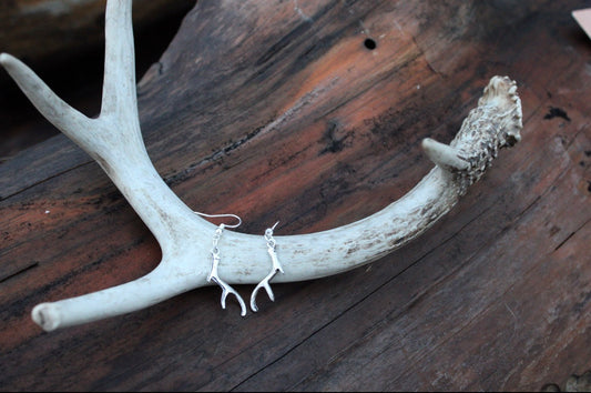 Silver Elk Horn Earrings