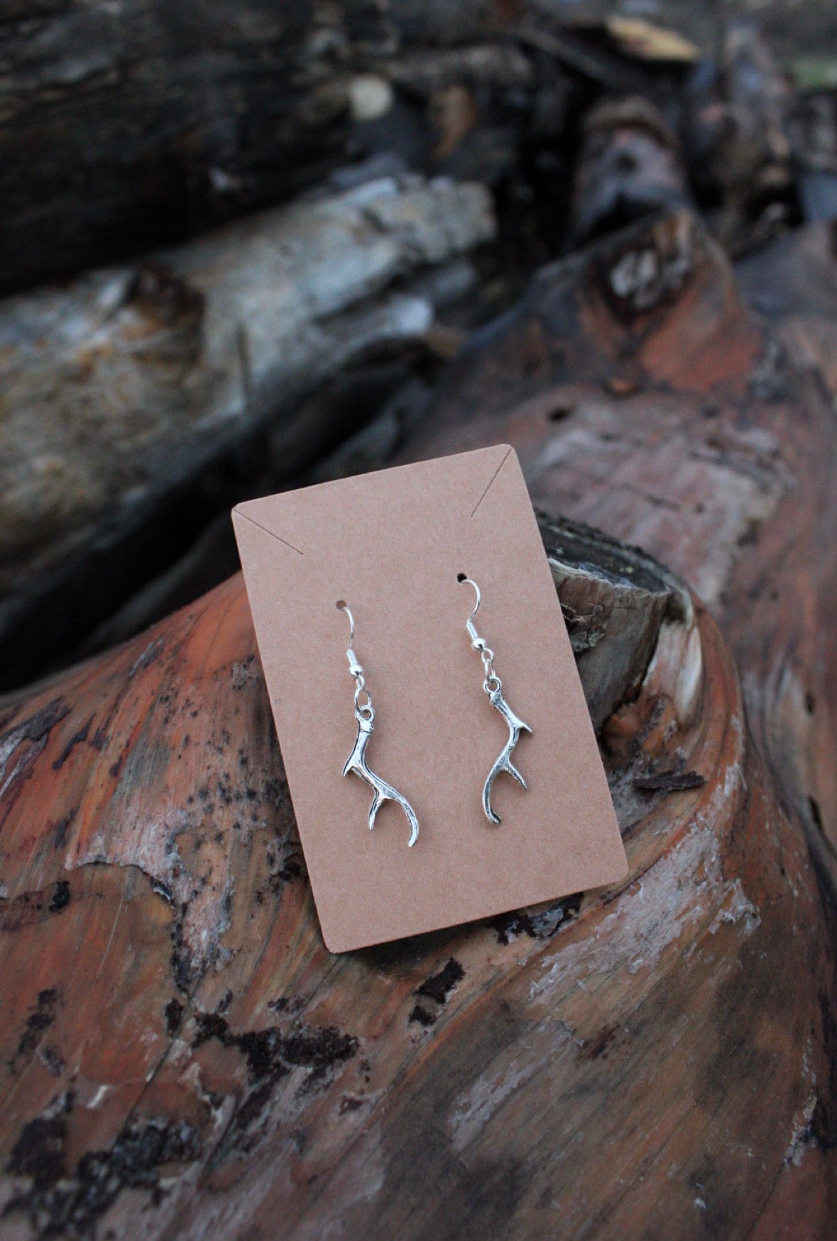 Silver Elk Horn Earrings