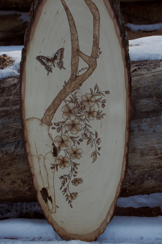 Mule deer skull with florals