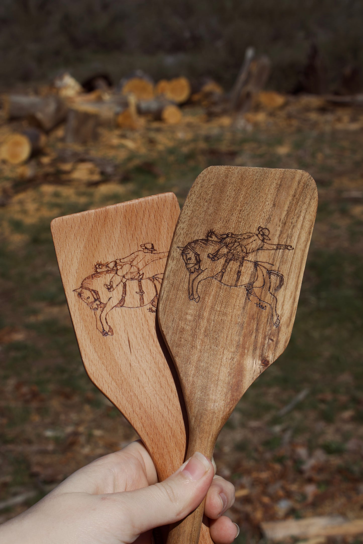 Hand Burned Wood Spatulas