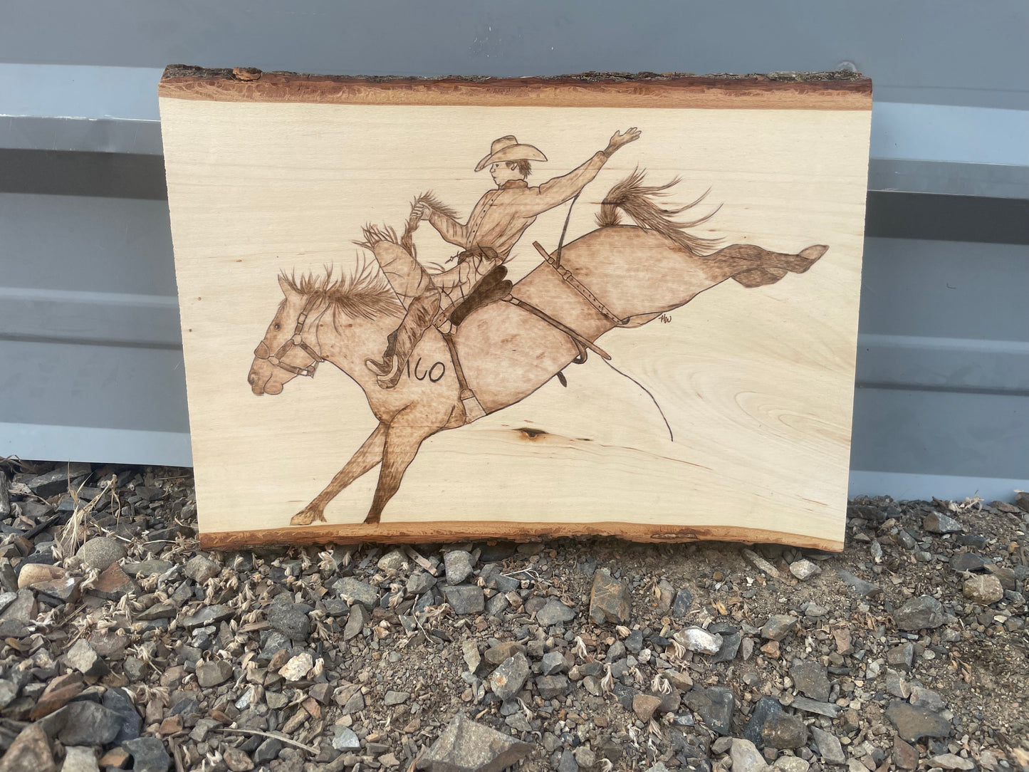 Bronc Rider Pyrography Piece