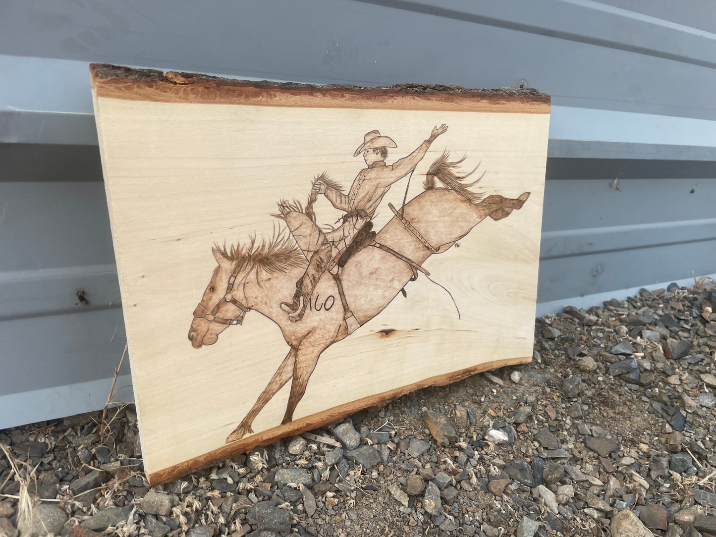 Bronc Rider Pyrography Piece