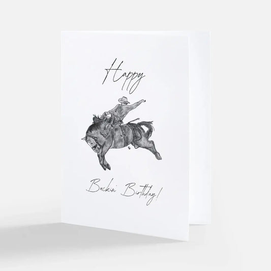 " Happy Buckin' Birthday" Card Black and White Design