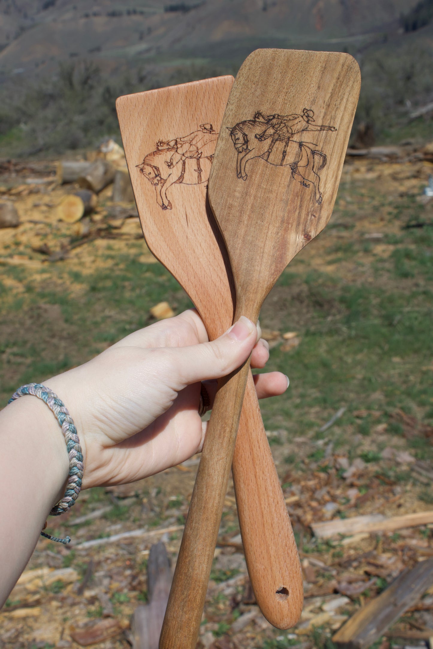 Hand Burned Wood Spatulas